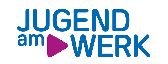 Logo vom Jugend am Werk in Blau und Violett.